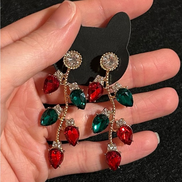 NWOT Christmas Red & Green Bulbs Earrings - Picture 1 of 3